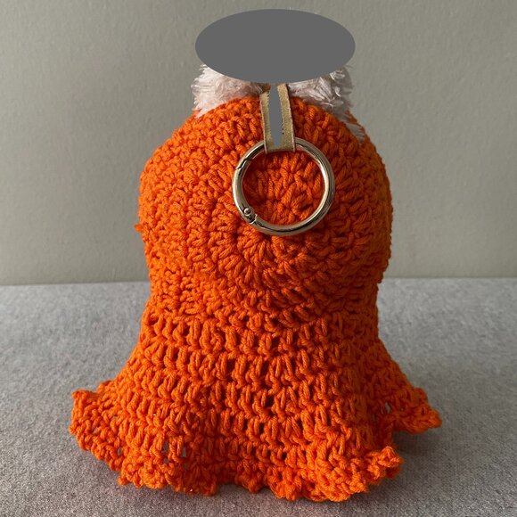 Handmade Crochet Orange Purple Hooded Cloak Outfit for 17cm Doll 1-Piece Set - Picture 3 of 5